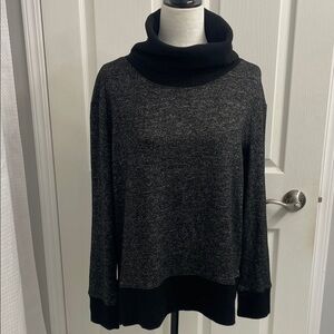 Harve Benard Charcoal and Black Cowl Neck Top Side Slits Sz M
